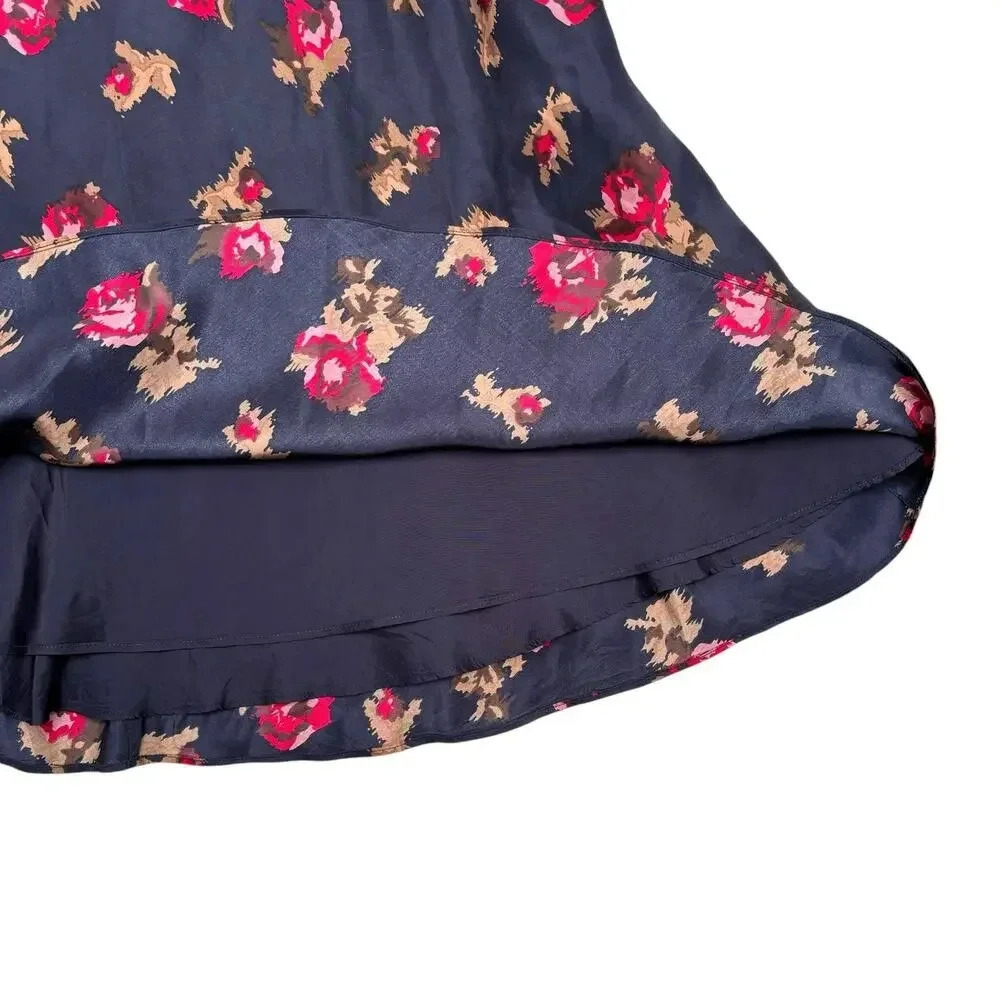 Brooks Brothers Red Fleece Floral Silk Dress Size 8 Navy Red Classic Pretty - Picture 8 of 9